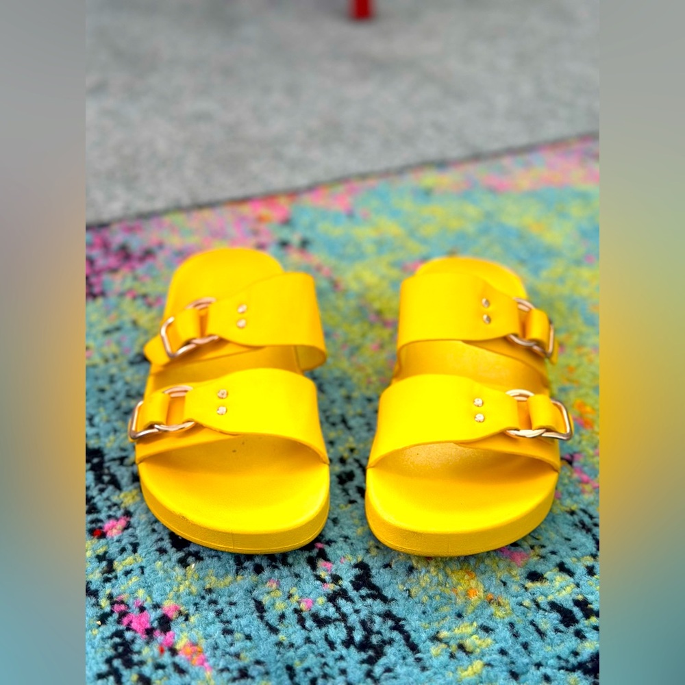 Yellow Slip On Sandals